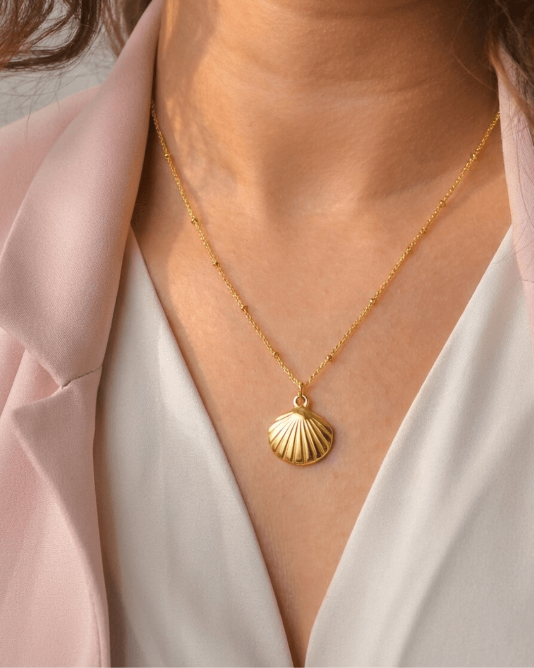 Golden Seashell Charm Necklace