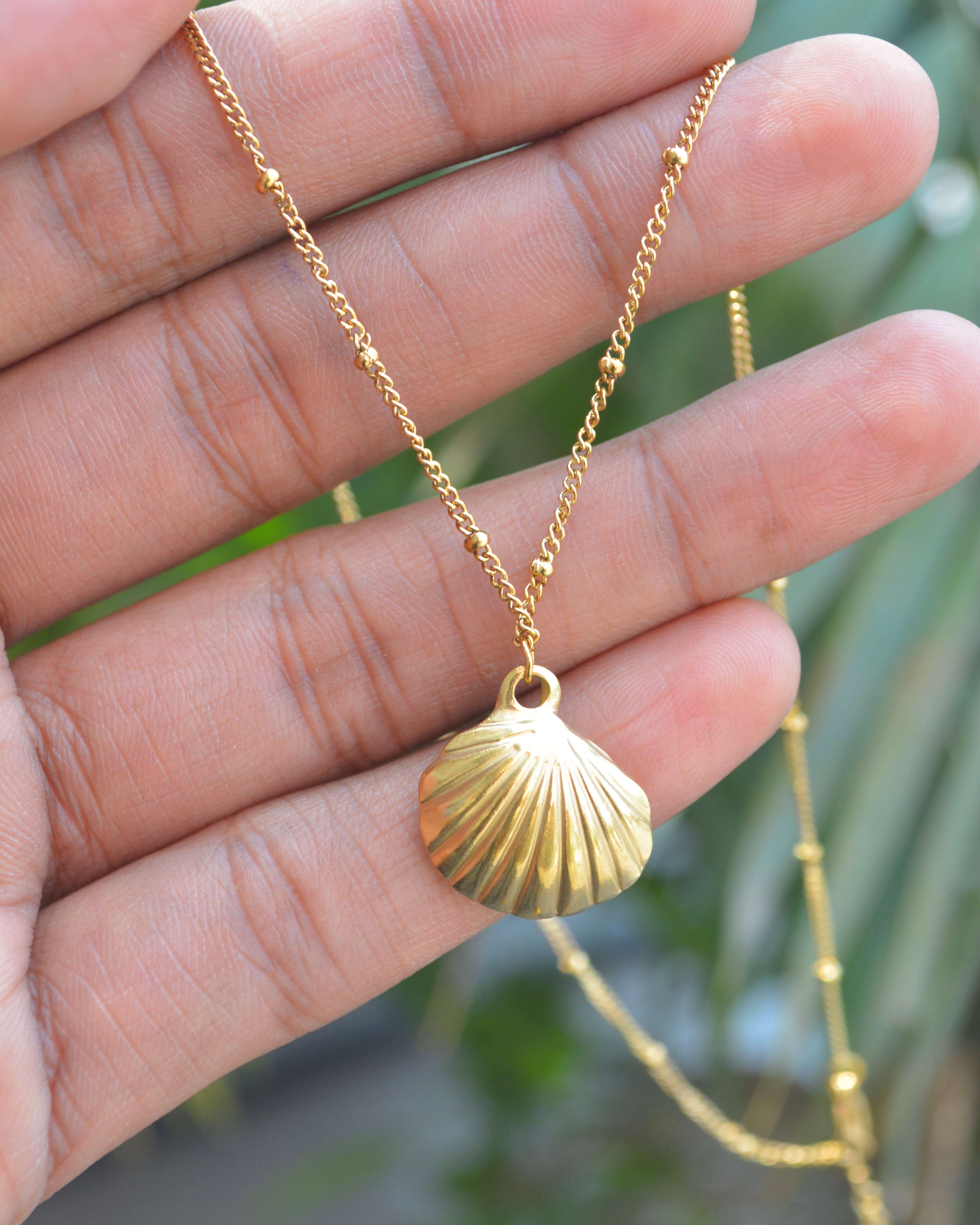 Golden Seashell Charm Necklace